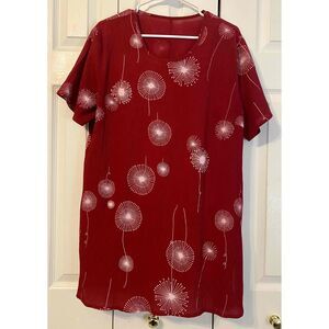 Emery Rose Red Floral Print Short Sleeve Blouse Womens Plus Size Tunic Top 2XL